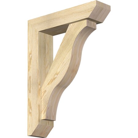 Ekena Millwork Funston Slat Rough Sawn Bracket w/ Offset Brace, Douglas Fir, 6"W x 24"D x 32"H BKT0604X24X32FST06RDF